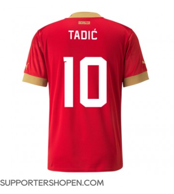 Serbien Dusan Tadic #10 Hemma Matchtröja VM 2022 Kortärmad